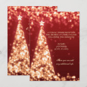 Invitation Mariage de Noël en or et rouge, réception uniqueme (Devant / Derrière)