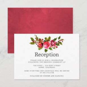Invitation Mariage de Noël Fleurs de houx Réception
