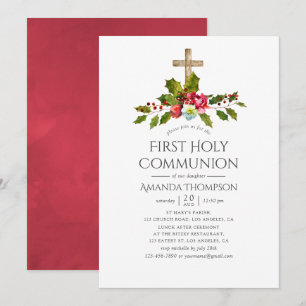 Invitation Mariage de Noël Fleurs Première Sainte Communion