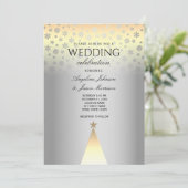 Invitation Mariage de Noël Flocons d'Argent et d'Or (Debout devant)