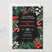 Invitation Mariage de Noël floral noir (Devant)