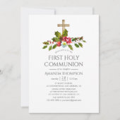 Invitation Mariage de Noël Floral Première Communion sainte (Devant)