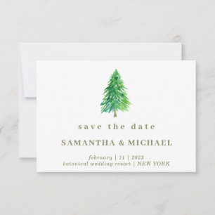 Invitation Mariage de Noël Forêt d'arbre d'hiver Date de sauv