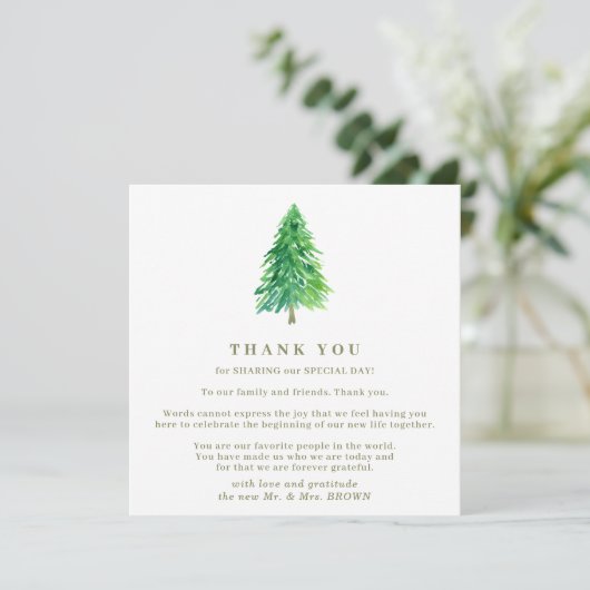 Invitation Mariage de Noël Forêt d'hiver Merci (Debout devant)