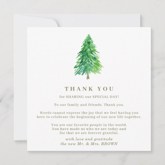 Invitation Mariage de Noël Forêt d'hiver Merci (Devant)