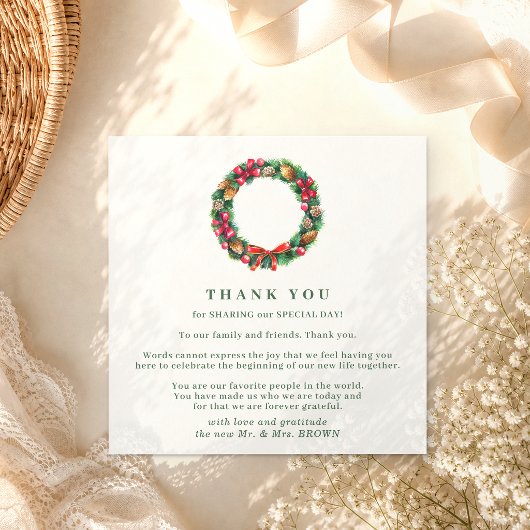 Invitation Mariage de Noël Forêt d'hiver merci
