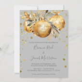 Invitation Mariage de Noël Gold Grey (Devant)