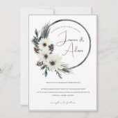 Invitation Mariage de Noël gothique blanc fleuri (Devant)