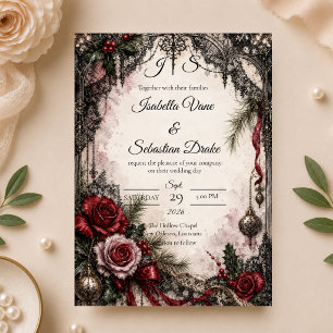 Invitation Mariage de Noël gothique romantique