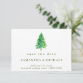 Invitation Mariage de Noël Hiver Arbre Forêt Date à Sauvegard (Debout devant)