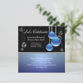 Invitation Mariage de Noël noir en argent bleu (Debout devant)