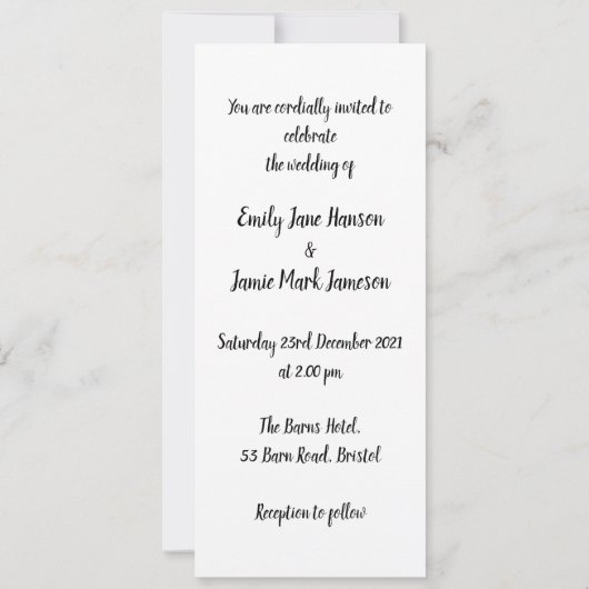 Invitation Mariage de Noël personnalisé (Dos)