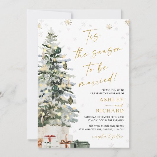 Invitation Mariage de Noël Pine Tree (Devant)