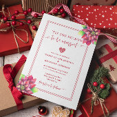 Invitation Mariage de Noël plat Red Poinsettia
