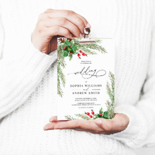 Invitation Mariage de Noël Red Berries