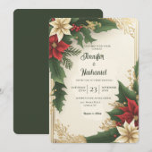 Invitation Mariage de Noël Red Green Gold de Holy Berries (Devant / Derrière)