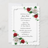 Invitation Mariage de Noël Roses Rouges et Blanches Réception (Devant)