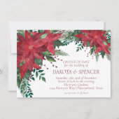 Invitation Mariage de Noël rouge et vert Poinsettia (Devant)