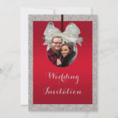 Invitation Mariage de Noël Ruby Rouge Élégant et Bauble Brill (Devant)