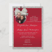Invitation Mariage de Noël Ruby Rouge Élégant et Bauble Brill (Dos)