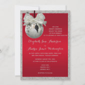 Invitation Mariage de Noël Ruby Rouge Élégant et Bauble Brill (Dos)