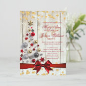 Invitation Mariage de Noël russe Parties scintillant d'or Bau (Debout devant)