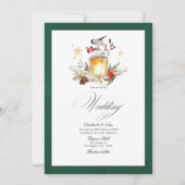 Invitation Mariage de Noël rustique de la forêt enchantée (Devant)