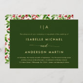 Invitation Mariage de Noël rustique Vert (Devant / Derrière)