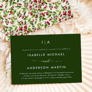 Invitation Mariage de Noël rustique Vert
