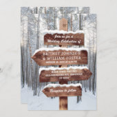 Invitation Mariage de Noël rustique Woodland d'hiver (Devant / Derrière)