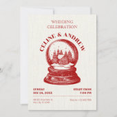 Invitation mariage de Noël vintage Snowglobe (Devant)