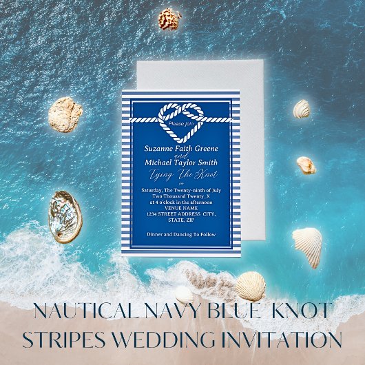 Invitation Mariage de noeud d'attache bleu marine