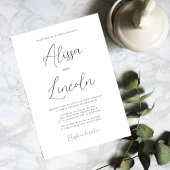 Invitation Mariage de noms Big Calligraphy Simple Elegant