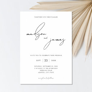 Invitation Mariage de noms de script minimaliste moderne