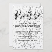 Invitation Mariage de notes musicales en noir et gris (Dos)