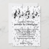 Invitation Mariage de notes musicales en noir et gris (Dos)