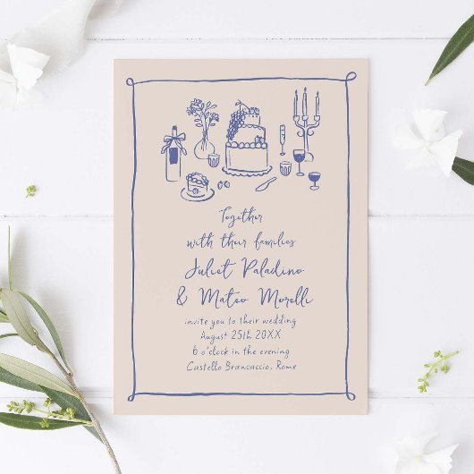 Invitation Mariage de nourriture et de boisson pour Doodle de