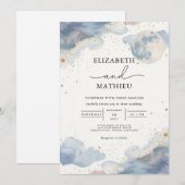 Invitation Mariage de nuage d'aquarelle céleste (Devant / Derrière)