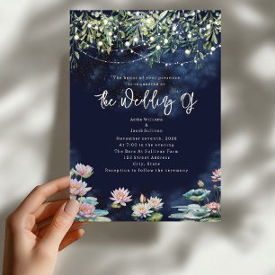Invitation Mariage de nuit botanique au nénuphar