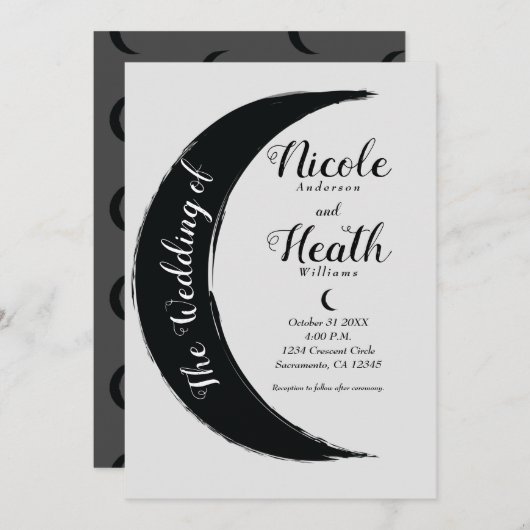 Invitation Mariage de nuit céleste du croissant noir (Devant / Derrière)