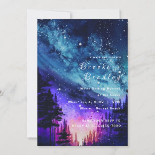 Invitation Mariage de nuit dans la forêt de la galaxie aurore