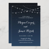 Invitation Mariage de nuit étoilé bleu marine (Devant / Derrière)