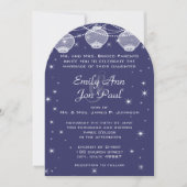 Invitation Mariage de nuit Marine Blue Lanterns Stars Garland (Devant)