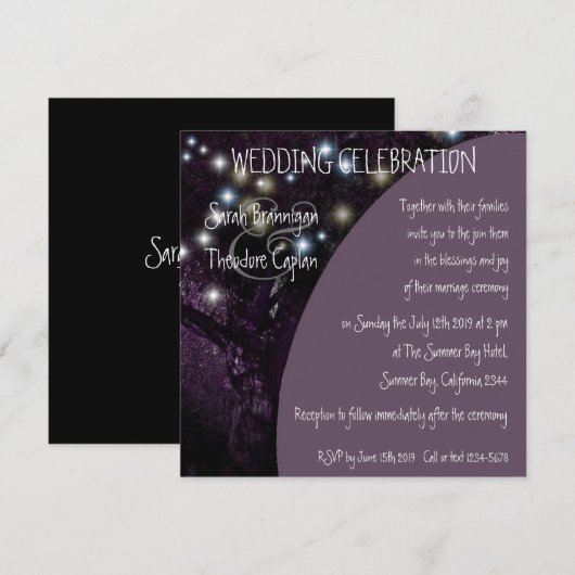 Invitation mariage de nuit Oak Tree (Devant / Derrière)