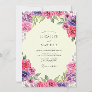 Invitation Mariage de Paeonie Violette Magenta