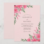 Invitation Mariage de Paeony Magenta Rosé (Devant / Derrière)