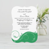 Invitation Mariage de paille à fleurs vertes invite (Debout devant)