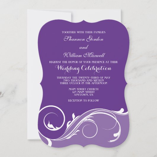 Invitation Mariage de paille de fleurs violet invite (Devant)
