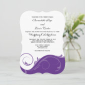 Invitation Mariage de paille de fleurs violet invite (Debout devant)