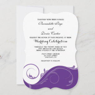 Invitation Mariage de paille de fleurs violet invite